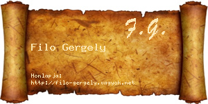 Filo Gergely névjegykártya